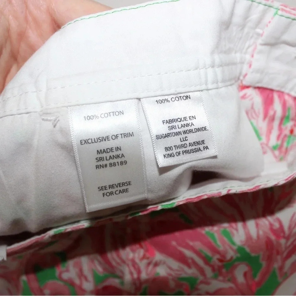 Lilly Pulitzer 5" Buttercup Mid Rise Scalloped Shorts in Pink Colony Flamingo 4 - Picture 10 of 14